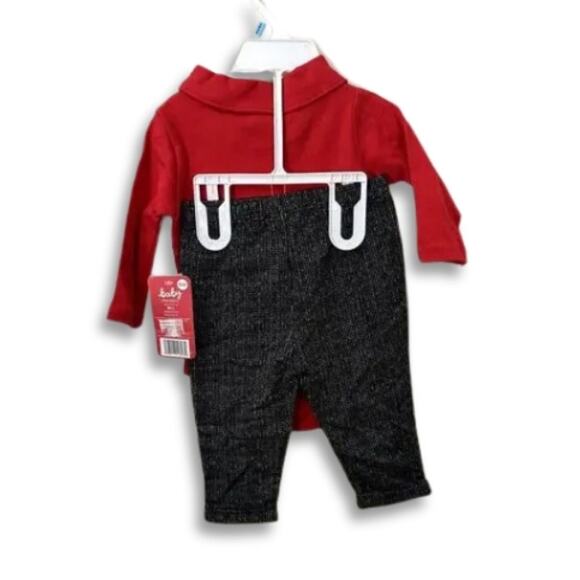 Baby Starters Festive Christmas Set Top & Pants Long Sleeves Red Black 6 Mos NWT - Picture 4 of 7